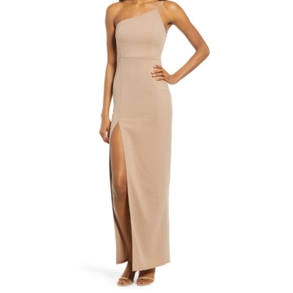 Lulus Dresses & Skirts - Lulu's Keeper of my Heart One shoulder-Beige Medium